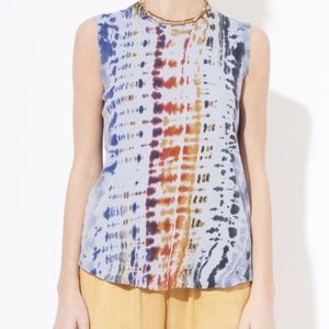 Raquel Allegra Tie-Dye Muscle Tee in Blue and Orange